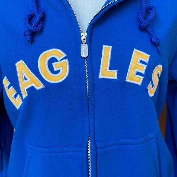 EAGLE Unisex Small Blue Zip Sweatshirt Hoodie - Picture 6 of 10